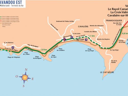 Parcours cyclable autour du Lavandou