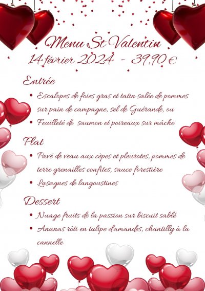 Menu 2024 Saint Valentin