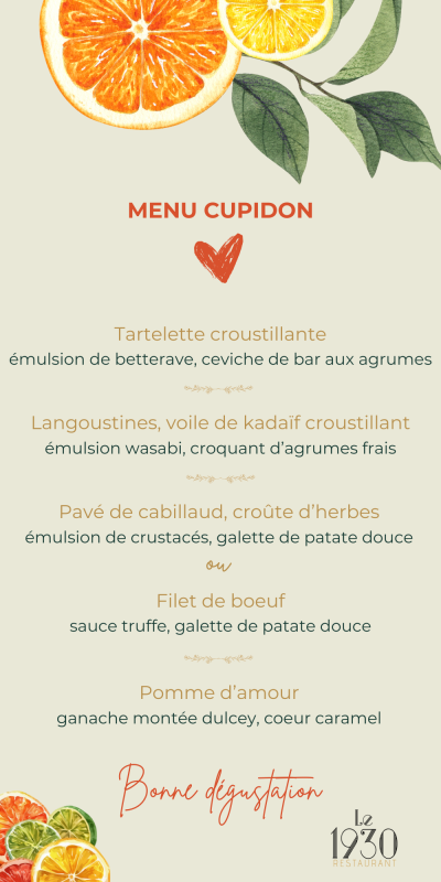 Menu de la Saint-Valentin 2026 💖
