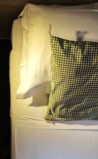 chambre vichy vert oreillers