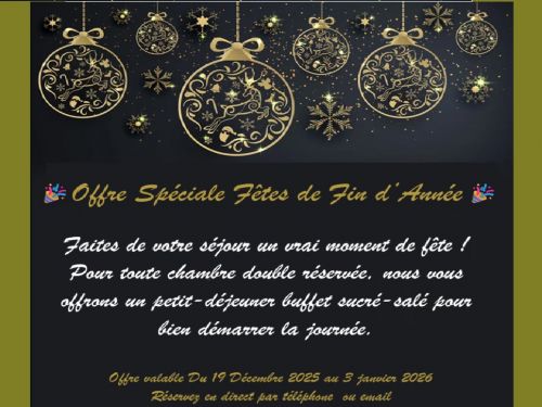 Offre Spéciale Fêtes de Fin d’Année – Votre Petit-Déjeuner Offert à l’Hôtel !🥐☕